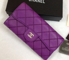 2015 Chanel Tri-Fold Wallet Original Leather A9557 Purple A9557