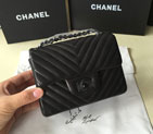 2015 Chanel mini Classic Flap Bag Black Original Sheekskin leather A1115 A1115