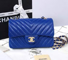 2015 Chanel mini Classic Flap Bag Blue Original Sheekskin A1116 Gold A1116