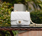 2015 Chanel mini Classic Flap Bag White Sheepskin leather A37585 Gold A37585