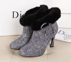 2015 Dior women Leather with rabbit fur boots DSW0090