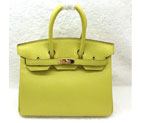 2015 Hermes Birkin 25CM clemence leather in Lemon with Gold hardware H25