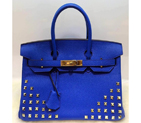 2015 Hermes Birkin 30CM Tote Bag Blue Clemence Leather H30 Gold H30