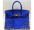 2015 Hermes Birkin 35CM Tote Bag Blue Clemence Leather H35 Gold H35