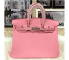 2015 Hermes Birkin 35CM Tote Bag Pink Grainy Leather H35 Silver H35