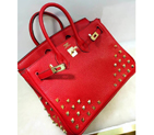 2015 Hermes Birkin 35CM Tote Bag Red Clemence Leather H35 Gold H35