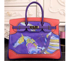 2015 Hermes Birkin 35CM leather and pierced Tote Bag Purple H35
