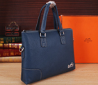 2015 Hermes Briefcase Grainy Calf Leather H8013 Blue H8013