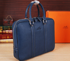 2015 Hermes Briefcase Grainy Leather H8010 Blue H8010