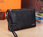 2015 Hermes Calfskin Leather Clutch H6628 Black H6633