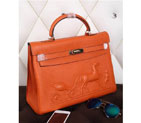 2015 Hermes Kelly 35CM Shoulder bag clemence leather in Orange K35