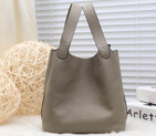 2015 Hermes Picotin Lock MM Bag in Clemence Leather H8616 Drak Grey H8616