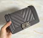 2015 LE Boy Chanel Flap Shoulder Bag Original Leather A67063 Grey A67063