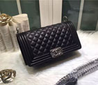 2015 LE Boy Chanel Flap Shoulder Bag Original Sheepskin Leather A67086 Black Silver A67086