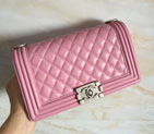 2015 LE Boy Chanel Flap Shoulder Bag Original Sheepskin Leather A67086 Pink A67086