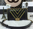 2015 LE Boy Chanel Flap Shoulder Bag Python Leather A67086 Black A67086