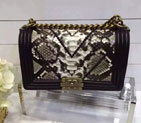 2015 LE Boy Chanel Flap Shoulder Bag Python Leather A67086 Black A67086
