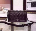 2015 LE Boy Chanel Flap Shoulder Bag Sheepskin Leather A67086 Black with Ancient Silver A67086