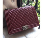 2015 Le Boy Chanel Flap Shoulder Bag Original Sheepskin A67087 Claret in Silver A67087