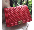 2015 Le Boy Chanel Flap Shoulder Bag Original Sheepskin A67087 Red in Gold A67087