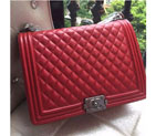 2015 Le Boy Chanel Flap Shoulder Bag Original Sheepskin A67087 Red in Silver A67087