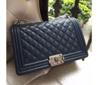 2015 Le Boy Chanel Flap Shoulder Bag in Original Caviar Leather A5627 Dark Blue A5627