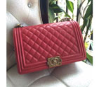2015 Le Boy Chanel Flap Shoulder Bag in Original Caviar Leather A5627 Red A5627