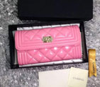 2015 Le boy Chanel Matelasse Bi-Fold Wallet Original Leather A50096 Pink A50096