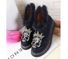 2015 Mcqueen women Plush diamond flower boots MCQ0049