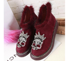 2015 Mcqueen women Plush diamond flower boots MCQ0050