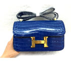 2015 Popular Style Hermes Constance Bag Crocodile stripes Leather H9998B Blue H9998B