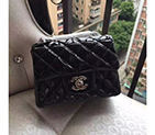 2016 Chanel 1115 mini Classic Flap Bag Original Patent Leather Black with Silver Hardware 1115