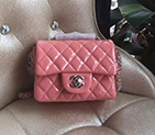 2016 Chanel 1115 mini Classic Flap Bag Original Patent Leather Pink with Silver Hardware 1115