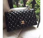 2016 Chanel 2.55 Series Flap Bag Original Patent Leather 1112 Black with Gold hardware 1112