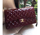 2016 Chanel 2.55 Series Flap Bag Original Patent Leather 1112 Claret with Gold hardware 1112