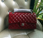2016 Chanel 2.55 Series Flap Bag Original Patent Leather 1112 Claret with Silver 1112