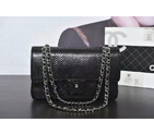 2016 Chanel 2.55 Series Flap Bag Real Python Leather 1112 Black with Silver 1112