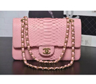 2016 Chanel 2.55 Series Flap Bag Real Python Leather 1112 Cherry pink with Gold 1112