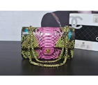 2016 Chanel 2.55 Series Flap Bag Real Python Leather 1112 with Gold 1112