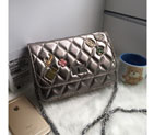2016 Chanel A33814 Antique Sheekskin Leather Mini Flap Bag in Silver A33814