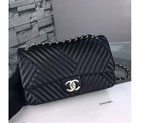 2016 Chanel A93096 Flap Bag Original lambskin Leather Black with Silver A93096