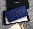 2016 Chanel Bi-Fold Wallet Blue Caviar leather A31509 Gold A31509