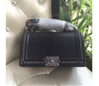 2016 Chanel Boy Flap Shoulder Bag Grey Real Snake Leather A67086 Silver A67086