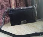 2016 Chanel Boy Flap Shoulder Bag Grey Snake Leather A67086 Black with Antique A67086