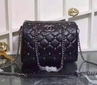2016 Chanel Calfskin Leather Tote shoulder Bag A41215 Black A41215