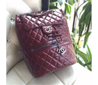 2016 Chanel Claret Original Leather Backpack Embellished With a cc Signature A92962