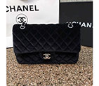 2016 Chanel Classic Flap Bag 1112 Original Black velvet with Silver 1112