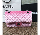 2016 Chanel Classic Flap Bag 1112 Original Pink velvet with Black Polished 1112