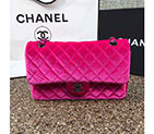 2016 Chanel Classic Flap Bag 1112 Original Rose velvet with Black Polished 1112