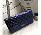 2016 Chanel Classic Flap Bag 1112 Shiny Iridescent Leather in Blue 1112